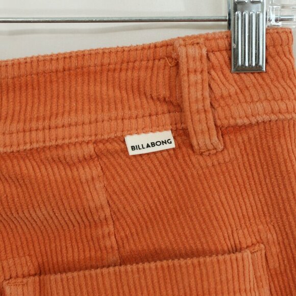 Billabong Women’s Corduroy Wide Leg Pants Orange Rust Cropped Raw Hem Size M - Picture 8 of 9